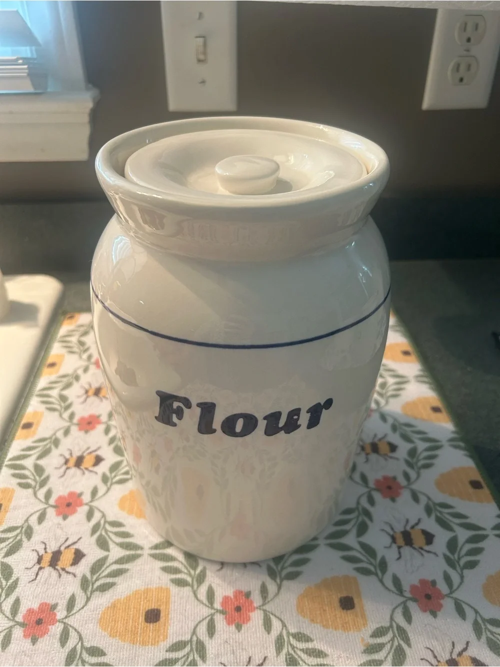 Ceramic Kitchen Canister Set - Flour Sugar Coffee Tea